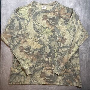Vintage Wrangler Rugged Wear Mens XXL Advantage Camo Pocket T-Shirt Long Sleeve